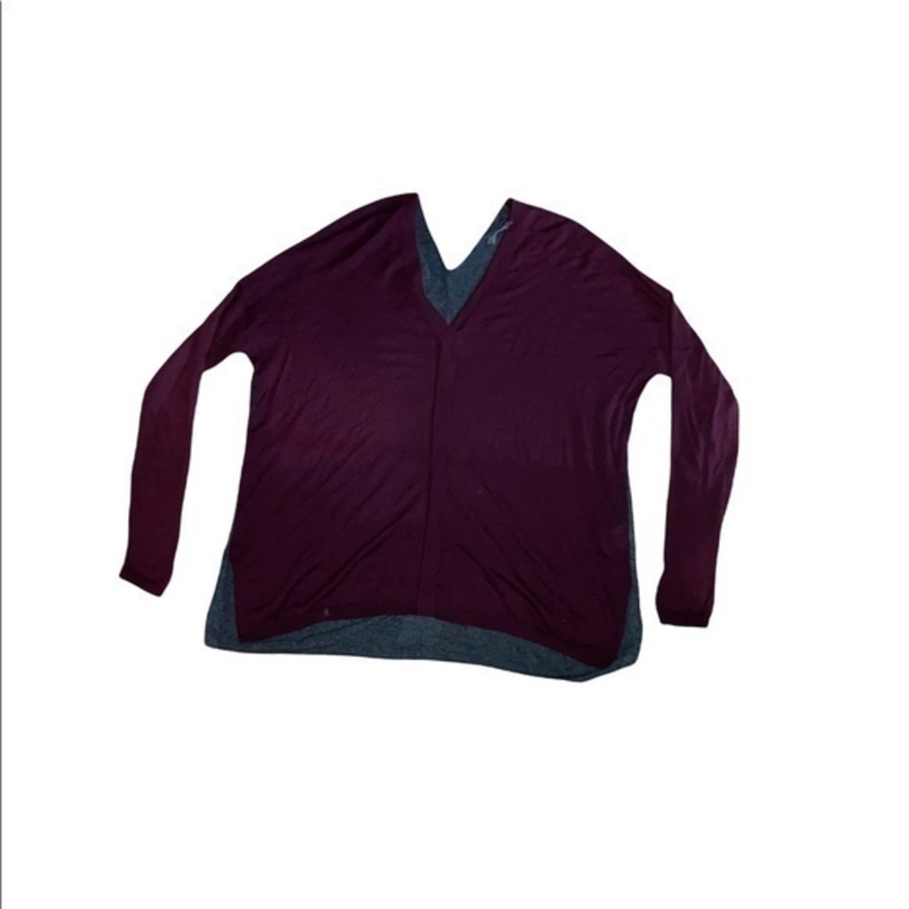 Vince gray burgundy wool blend sweater